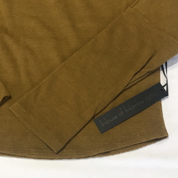 House of Harlow 1960 Waffle Knit Sweater Top Bronze Olive - Picture 3 of 9
